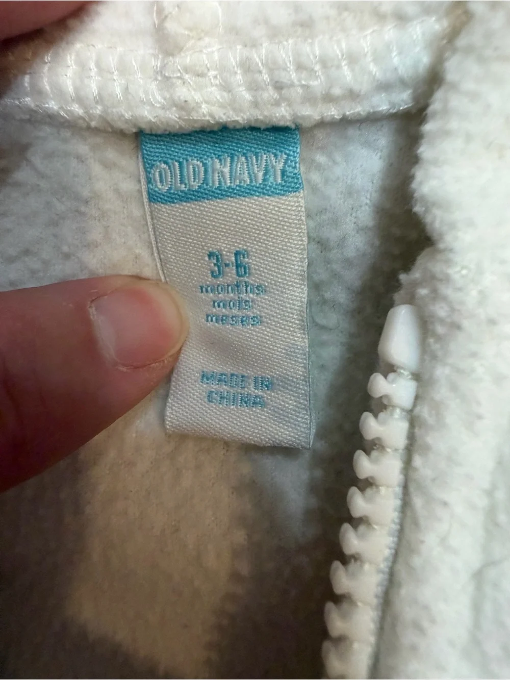Old Navy White Bunny Hooded Fleece Jacket Baby Girls 3-6M Zip Front Ears